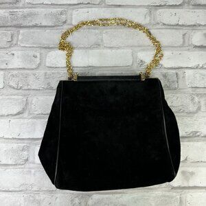 Nicholas Reich Vintage Bag Black Velour w/Gold Chain Strap